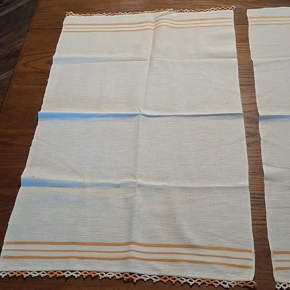 Vintage Tea Towels ( One Tatted Both Sides, One On‎ One Side)